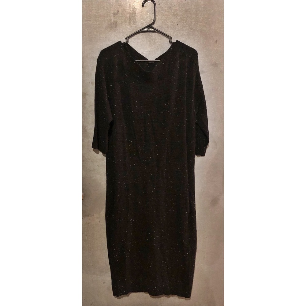 Black & White Marled Midi Sweaterdress